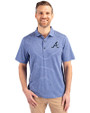Atlanta Braves Cooperstown Cutter & Buck Forge Eco Heather Stripe Stretch Recycled Mens Big & Tall Polo Tour Blue Heather Front
