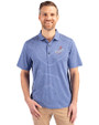 Los Angeles Dodgers Cooperstown Cutter & Buck Forge Eco Heather Stripe Stretch Recycled Mens Big & Tall Polo Tour Blue Heather Front