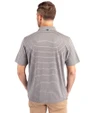 Milwaukee Brewers Cooperstown Cutter & Buck Forge Eco Heather Stripe Stretch Recycled Mens Big & Tall Polo Elemental Grey Heather Back