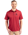 Boston Red Sox Cooperstown Cutter & Buck Pike Eco Tonal Geo Print Stretch Recycled Mens Big & Tall Polo Cardinal Red Front