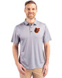Baltimore Orioles Cooperstown Cutter & Buck Pike Eco Tonal Geo Print Stretch Recycled Mens Big & Tall Polo Elemental Grey Front