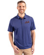 New York Mets Cooperstown Cutter & Buck Pike Eco Tonal Geo Print Stretch Recycled Mens Big & Tall Polo Tour Blue Front