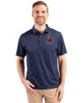 St. Louis Cardinals Cooperstown Cutter & Buck Pike Eco Tonal Geo Print Stretch Recycled Mens Big & Tall Polo Navy Blue Front
