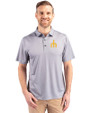 Seattle Mariners Cooperstown Cutter & Buck Pike Eco Tonal Geo Print Stretch Recycled Mens Big & Tall Polo Elemental Grey Front