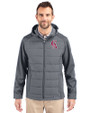 Los Angeles Angels Cooperstown Cutter & Buck Evoke Hybrid Eco Softshell Recycled Full Zip Mens Big & Tall Hooded Jacket Elemental Grey Front