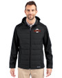 San Francisco Giants Cooperstown Cutter & Buck Evoke Hybrid Eco Softshell Recycled Full Zip Mens Big & Tall Hooded Jacket Black Front