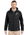 Cincinnati Reds Cooperstown Cutter & Buck Evoke Hybrid Eco Softshell Recycled Full Zip Mens Big & Tall Hooded Jacket Black Front