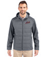 New York Mets Cooperstown Cutter & Buck Evoke Hybrid Eco Softshell Recycled Full Zip Mens Big & Tall Hooded Jacket Elemental Grey Front