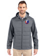 Montreal Expos Cooperstown Cutter & Buck Evoke Hybrid Eco Softshell Recycled Full Zip Mens Big & Tall Hooded Jacket Elemental Grey Front