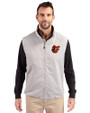 Baltimore Orioles Cooperstown Cutter & Buck Charter Eco Full-Zip Mens Big & Tall Vest Polished Medium Gray Front