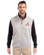 Atlanta Braves Cooperstown Cutter & Buck Charter Eco Full-Zip Mens Big & Tall Vest Polished Medium Gray Front