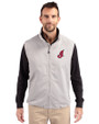 Cleveland Indians Cooperstown Cutter & Buck Charter Eco Full-Zip Mens Big & Tall Vest Polished Medium Gray Front