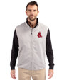 Boston Red Sox Cooperstown Cutter & Buck Charter Eco Full-Zip Mens Big & Tall Vest Polished Medium Gray Front