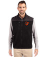 Baltimore Orioles Cooperstown Cutter & Buck Cascade Eco Sherpa Mens Big and Tall Fleece Vest Black Front