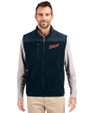 Detroit Tigers Cooperstown Cutter & Buck Cascade Eco Sherpa Mens Big and Tall Fleece Vest Navy Blue Front