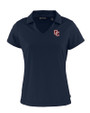 Washington Nationals Cooperstown Cutter & Buck Daybreak Eco Recycled Womens V-neck Polo Navy Blue Mannequin