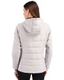 New York Yankees Cooperstown Cutter & Buck Evoke Hybrid Softshell Recycled Full Zip Womens Hooded Jacket CONCRETE Back