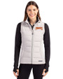 Pittsburgh Pirates Cooperstown Cutter & Buck Evoke Hybrid Softshell Recycled Womens Full Zip Vest CONCRETE Front