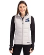 Chicago White Sox Cooperstown Cutter & Buck Evoke Hybrid Softshell Recycled Womens Full Zip Vest CONCRETE Front