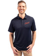 Detroit Tigers Cooperstown Cutter & Buck Forge Eco Stretch Recycled Mens Polo Navy Blue Front