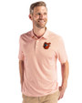Baltimore Orioles Cooperstown Cutter & Buck Pike Eco Symmetry Print Stretch Recycled Mens Polo White/College Orange Front