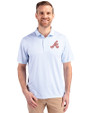 Atlanta Braves Cooperstown Cutter & Buck Pike Eco Symmetry Print Stretch Recycled Mens Polo White/Atlas Front