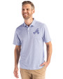 Atlanta Braves Cooperstown Cutter & Buck Pike Eco Symmetry Print Stretch Recycled Mens Polo White/Tour Blue Front
