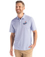 Los Angeles Dodgers Cooperstown Cutter & Buck Pike Recycled Symmetry Print Mens Polo White/Tour Blue Front
