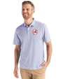 New York Yankees Cooperstown Cutter & Buck Pike Recycled Symmetry Print Mens Polo White/Tour Blue Front