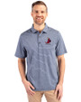 St. Louis Cardinals Cooperstown Cutter & Buck Forge Eco Heather Stripe Stretch Recycled Mens Polo Navy Blue Heather Front