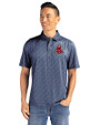 Boston Red Sox Cooperstown Cutter & Buck Pike Eco Pebble Print Stretch Recycled Mens Polo Navy Blue/White Front