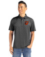 Baltimore Orioles Cooperstown Cutter & Buck Pike Eco Pebble Print Stretch Recycled Mens Polo Black Front