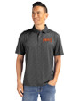 Pittsburgh Pirates Cooperstown Cutter & Buck Pike Eco Pebble Print Stretch Recycled Mens Polo Black Front