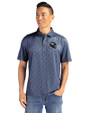 Denver Broncos NFL Helmet Cutter & Buck Pike Eco Pebble Print Stretch Recycled Mens Polo Navy Blue/White Front