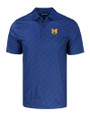 Michigan Wolverines Alumni Cutter & Buck Pike Eco Pebble Print Stretch Recycled Mens Polo Navy Blue Mannequin