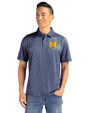 Michigan Wolverines Alumni Cutter & Buck Pike Eco Pebble Print Stretch Recycled Mens Polo Navy Blue/White Front