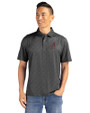 Alabama Crimson Tide Alumni Cutter & Buck Pike Eco Pebble Print Stretch Recycled Mens Polo Black Front