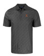 Texas Longhorns Alumni Cutter & Buck Pike Eco Pebble Print Stretch Recycled Mens Polo Black Mannequin