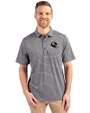 Pittsburgh Steelers NFL Helmet Cutter & Buck Forge Recycled Heather Stripe Four-Way Stretch Mens Big & Tall Polo Black Heather Front