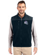 Buffalo Bills NFL Helmet Cutter & Buck Cascade Eco Sherpa Mens Big and Tall Fleece Vest Navy Blue Front