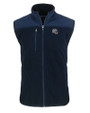 New England Patriots NFL Helmet Cutter & Buck Cascade Eco Sherpa Mens Big and Tall Fleece Vest Navy Blue Mannequin
