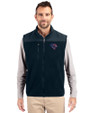 Jacksonville Jaguars Americana Cutter & Buck Cascade Eco Sherpa Mens Big and Tall Fleece Vest Navy Blue Front
