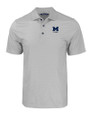 Michigan Wolverines Alumni Cutter & Buck Pike Eco Tonal Geo Print Stretch Recycled Mens Polo Elemental Grey Mannequin