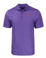 Clemson Tigers Alumni Cutter & Buck Pike Eco Tonal Geo Print Stretch Recycled Mens Polo College Purple Mannequin