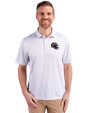 Los Angeles Rams NFL Helmet Cutter & Buck Pike Eco Symmetry Print Stretch Recycled Mens Polo White/Polished Front