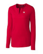 New York Giants Cutter & Buck Long Sleeve Womens Double V-Neck Shirt Red Mannequin