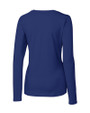New York Giants Cutter & Buck Long Sleeve Womens Double V-Neck Shirt Tour Blue Mannequin Back