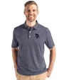 Minnesota Vikings Americana Cutter & Buck Pike Eco Symmetry Print Stretch Recycled Mens Polo Navy Blue/White Front