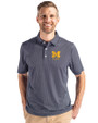 Michigan Wolverines Alumni Cutter & Buck Pike Eco Symmetry Print Stretch Recycled Mens Polo Navy Blue/White Front