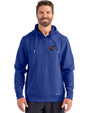 Florida Gators Vintage Cutter & Buck Roam Recycled Buttery-Soft Knit Mens Half Zip Hooded Pullover Tour Blue Front